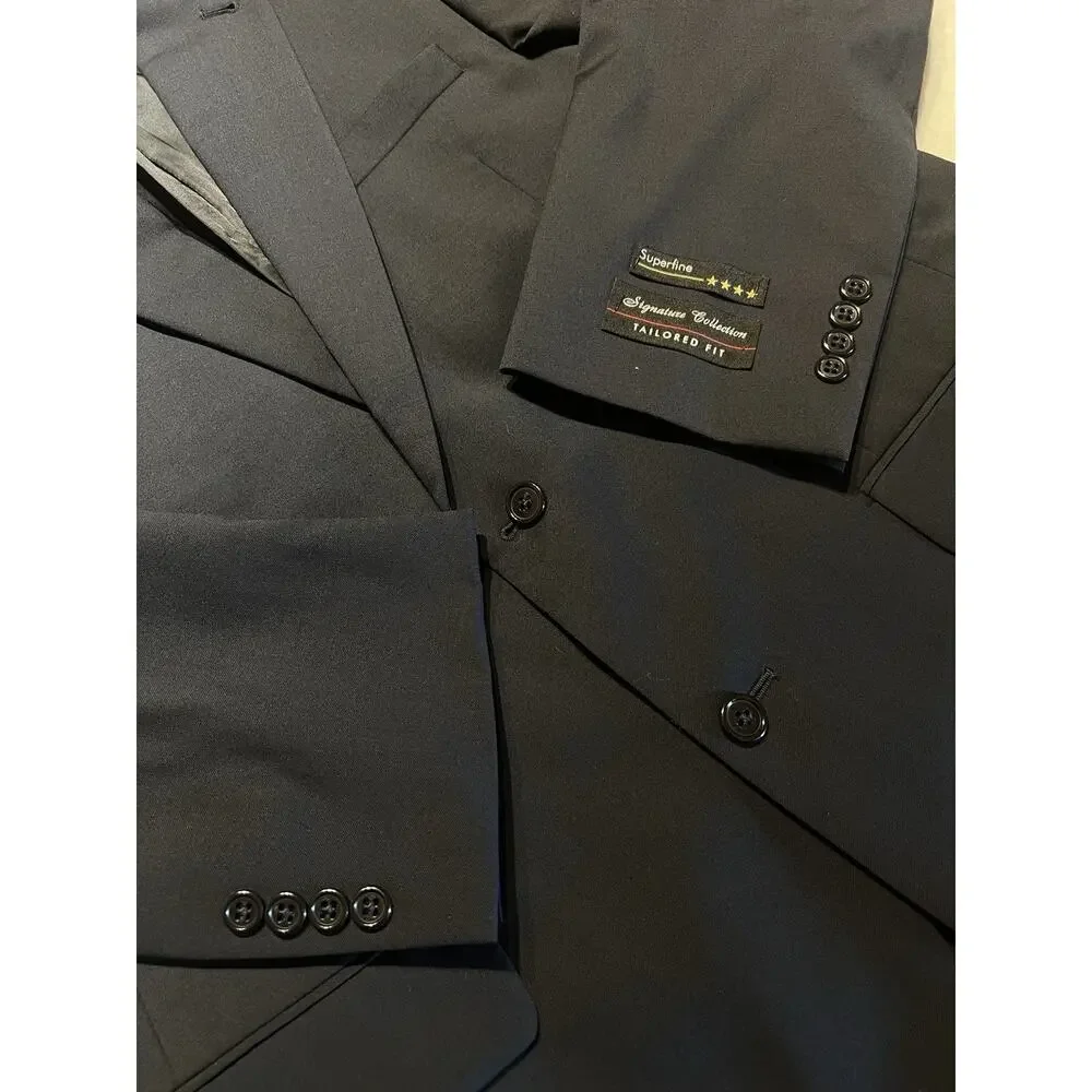 New Jos A Bank Signature 42-44L Tailored Athletic Fit Navy Blue Blazer